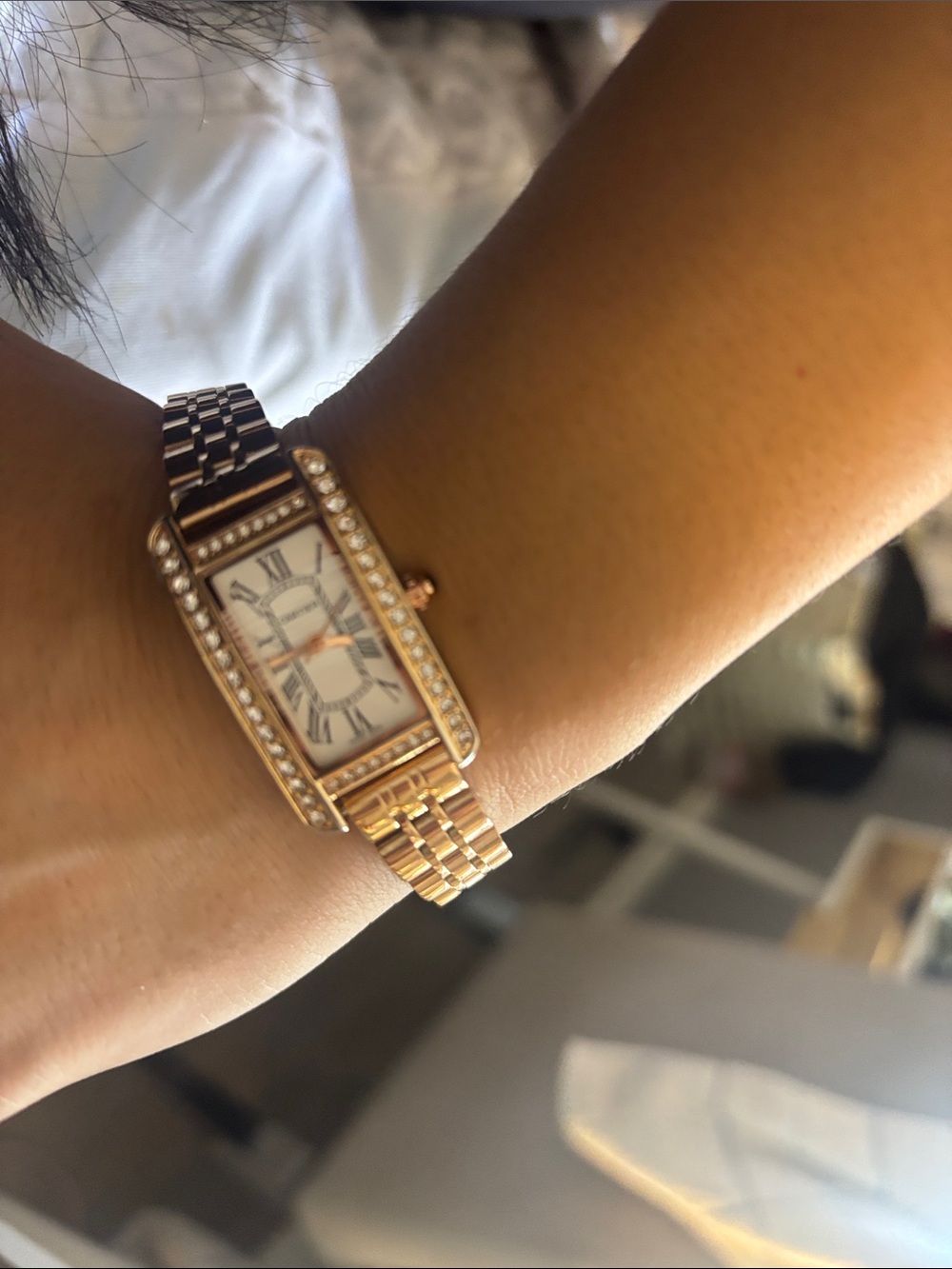 Cartier watch rose Gold-Tone Crystal Accent Women’s Bracelet Watch - Picture 3 of 4